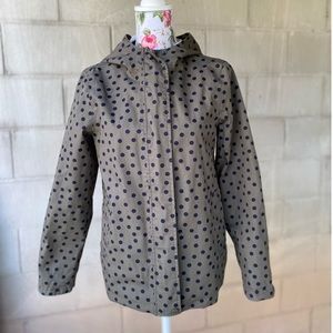 Army green polka dot hooded coat jacket